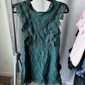 Lulu dark green lace dress